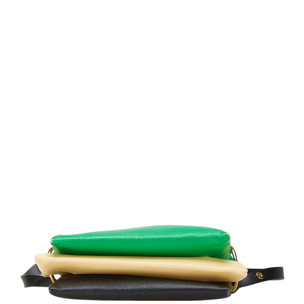 マルニ ハンドバッグ ショルダーバッグ グリーン ブラック イエロー レザー レディース MARNI 【中古】