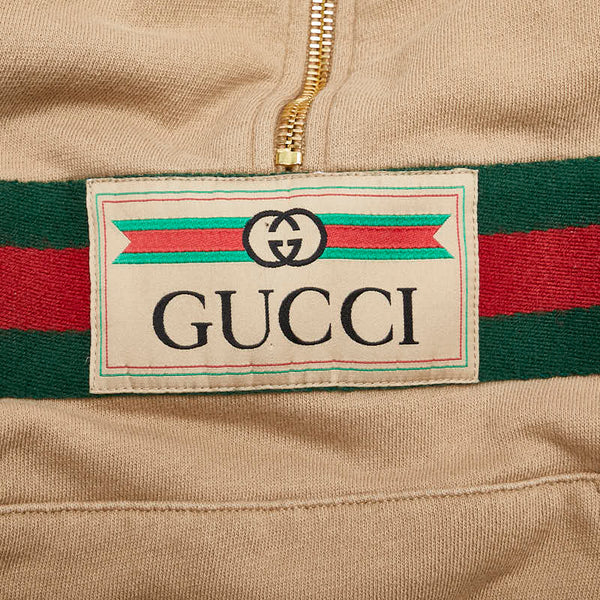 グッチ ウェブ＆GUCCI ウェブストライプ ハーフジップパーカー サイズ：XS 644656 ブラウン マルチカラー コットン レディース GUCCI 【中古】