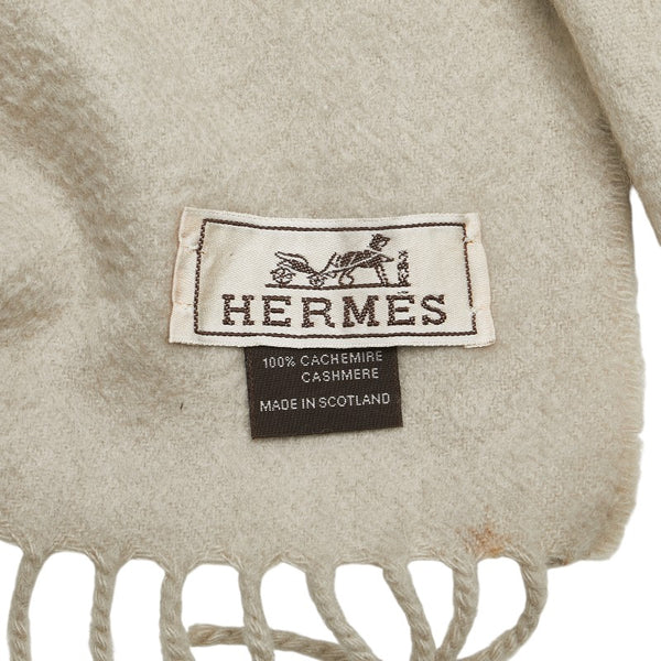 エルメス マフラー グレージュ ベージュ カシミヤ レディース HERMES 【中古】