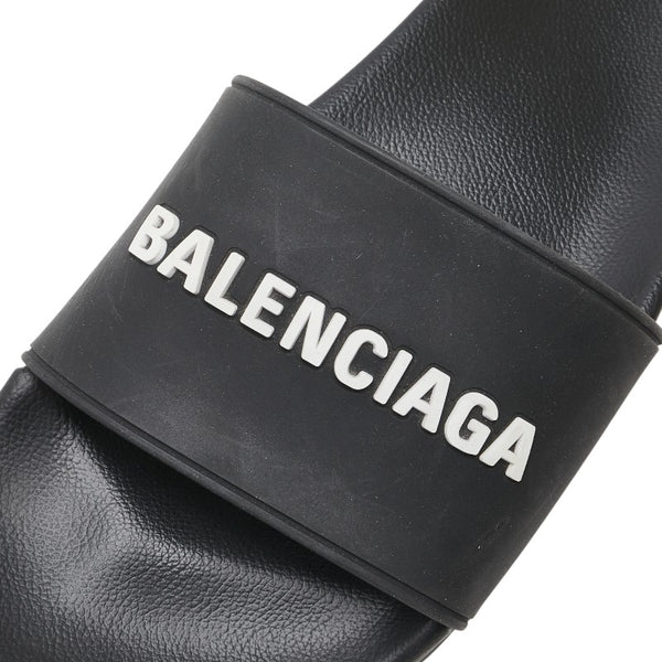 バレンシアガ ロゴ サンダル サイズ：27.5 ブラック ラバー レザー レディース BALENCIAGA 【中古】