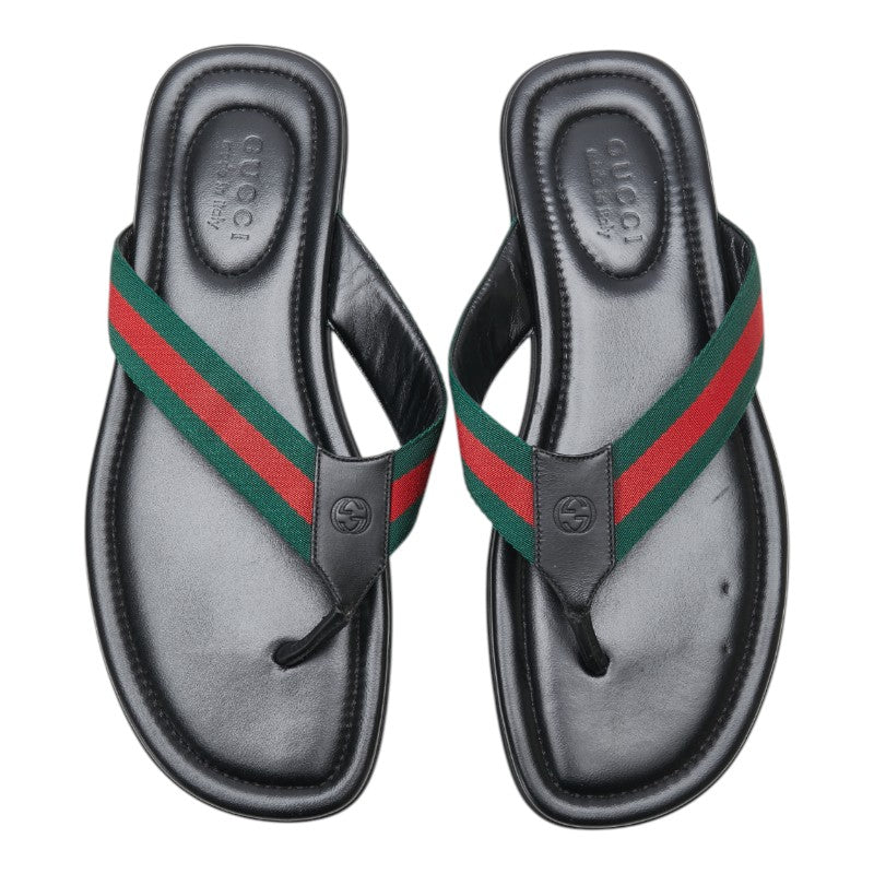 グッチ シェリーライン サンダル サイズ：9 429362 ブラック レザー レディース GUCCI 【中古】