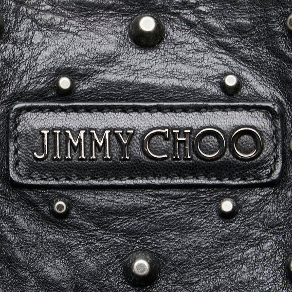 ジミーチュウ スタッズ トートバッグ ショルダーバッグ ブラック レザー レディース JIMMY CHOO 【中古】