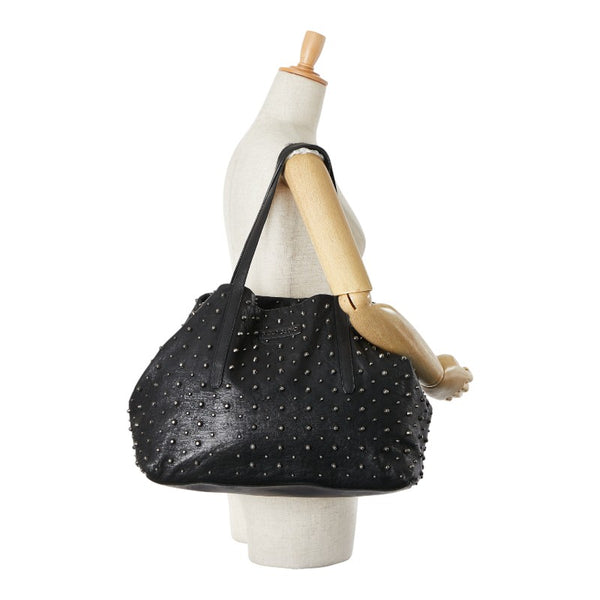 ジミーチュウ スタッズ トートバッグ ショルダーバッグ ブラック レザー レディース JIMMY CHOO 【中古】