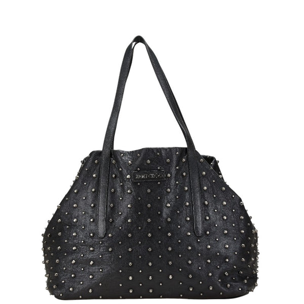 ジミーチュウ スタッズ トートバッグ ショルダーバッグ ブラック レザー レディース JIMMY CHOO 【中古】