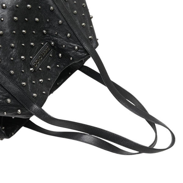 ジミーチュウ スタッズ トートバッグ ショルダーバッグ ブラック レザー レディース JIMMY CHOO 【中古】