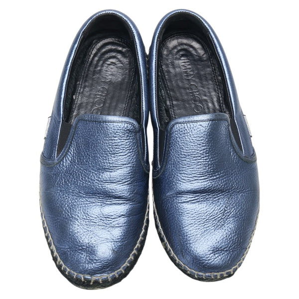 ジミーチュウ スリッポン エスパドリーユ スニーカー サイズ：42 ブルー レザー メンズ JIMMY CHOO 【中古】