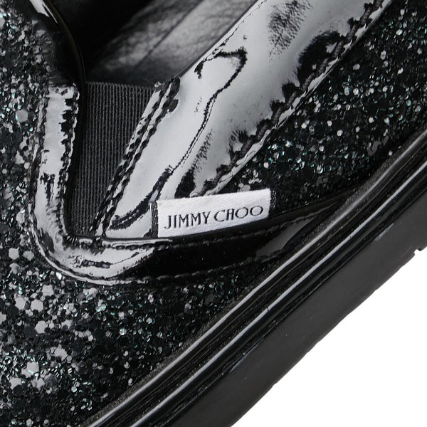 ジミーチュウ グリッター スリッポン スニーカー サイズ：42 ブラック グリーン パテントレザー メンズ JIMMY CHOO 【中古】
