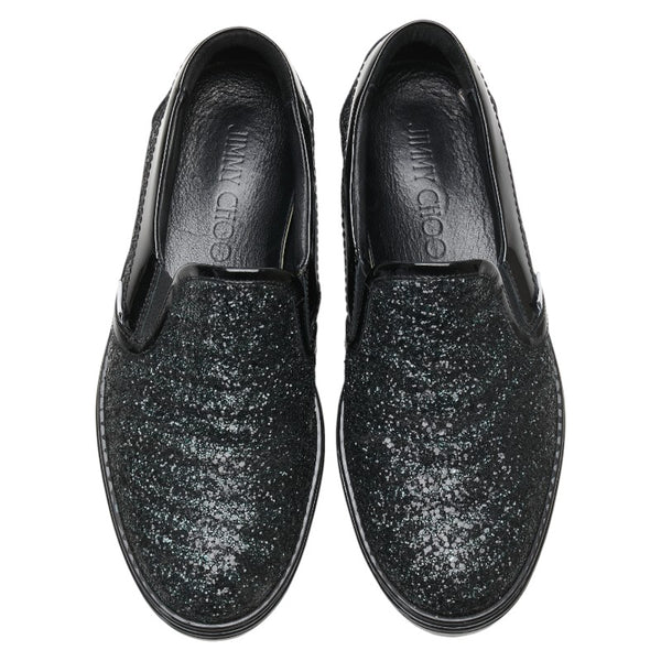 ジミーチュウ グリッター スリッポン スニーカー サイズ：42 ブラック グリーン パテントレザー メンズ JIMMY CHOO 【中古】
