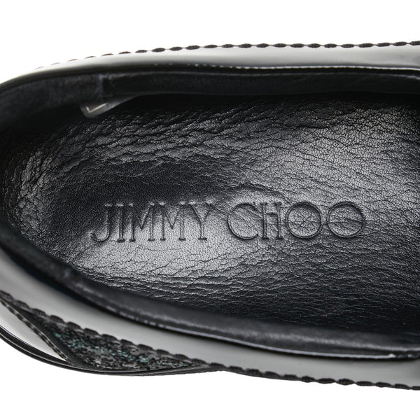 ジミーチュウ グリッター スリッポン スニーカー サイズ：42 ブラック グリーン パテントレザー メンズ JIMMY CHOO 【中古】