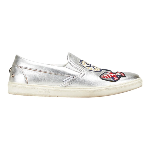 ジミーチュウ ワッペン スタースタッズ スリッポン スニーカー サイズ：42 シルバー マルチカラー レザー ラバー メンズ JIMMY CHOO 【中古】