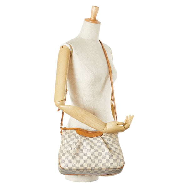 ルイ ヴィトン ダミエ アズール シラク―サPM 斜め掛け ショルダーバッグ  N41113 ホワイト PVC レザー レディース LOUIS VUITTON 【中古】