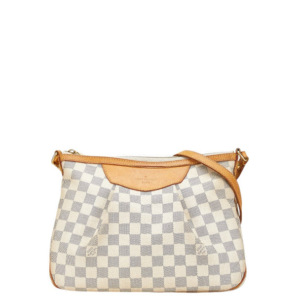 ルイ ヴィトン ダミエ アズール シラク―サPM 斜め掛け ショルダーバッグ  N41113 ホワイト PVC レザー レディース LOUIS VUITTON 【中古】