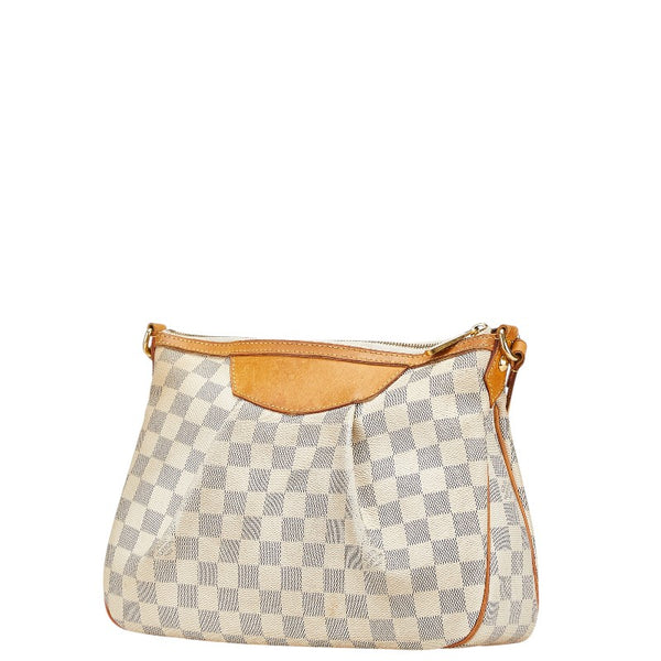 ルイ ヴィトン ダミエ アズール シラク―サPM 斜め掛け ショルダーバッグ  N41113 ホワイト PVC レザー レディース LOUIS VUITTON 【中古】