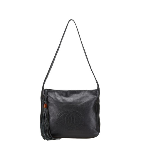 シャネル ココマーク フリンジ ワンショルダーバッグ ブラック ラムスキン レディース CHANEL 【中古】