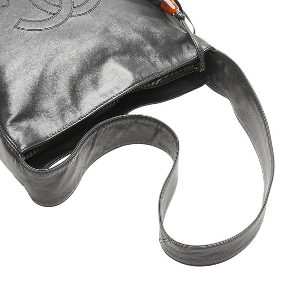 シャネル ココマーク フリンジ ワンショルダーバッグ ブラック ラムスキン レディース CHANEL 【中古】