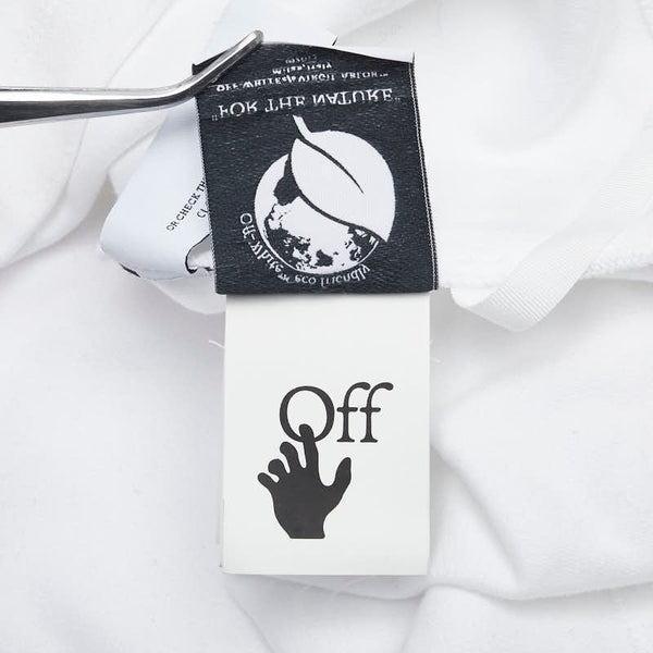 オフホワイト ロゴプリント オーバーサイズTシャツ サイズ：38 ホワイト ブラック コットン メンズ OFF-WHITE 【中古】