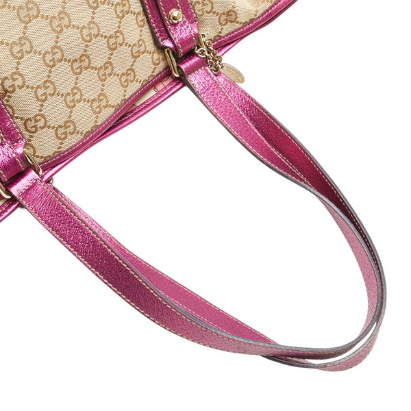 グッチ GGキャンバス トートバッグ ショルダーバッグ 137396 ベージュ ピンク キャンバス レディース GUCCI 【中古】