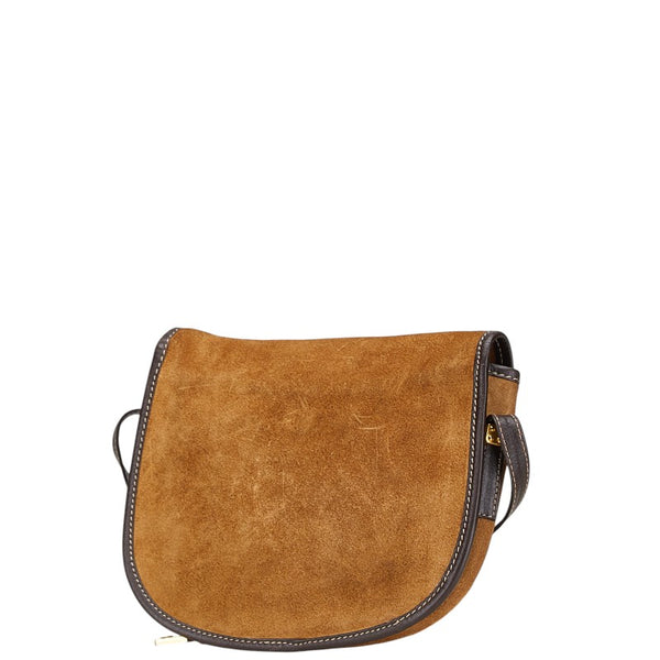 ロエベ アナグラム 斜め掛け ショルダーバッグ ブラウン レザー スエード レディース LOEWE 【中古】