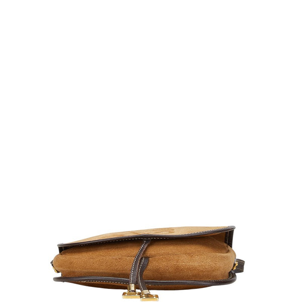 ロエベ アナグラム 斜め掛け ショルダーバッグ ブラウン レザー スエード レディース LOEWE 【中古】