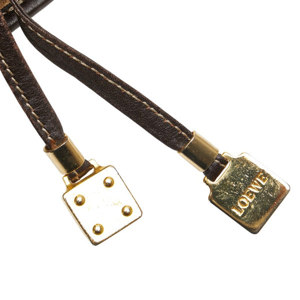 ロエベ アナグラム 斜め掛け ショルダーバッグ ブラウン レザー スエード レディース LOEWE 【中古】