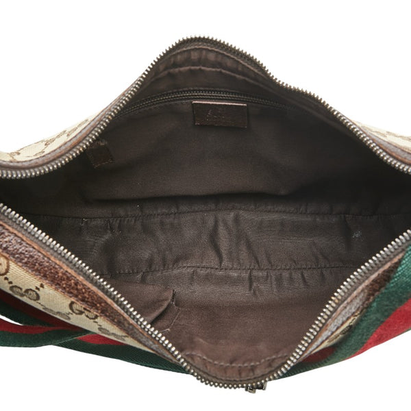 グッチ GGキャンバス シェリーライン 斜め掛け ショルダーバッグ 122790 ベージュ マルチカラー キャンバス レザー レディース GUCCI 【中古】