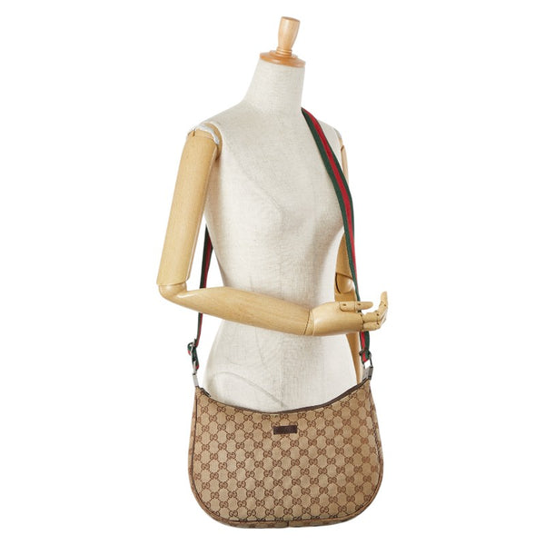 グッチ GGキャンバス シェリーライン 斜め掛け ショルダーバッグ 122790 ベージュ マルチカラー キャンバス レザー レディース GUCCI 【中古】