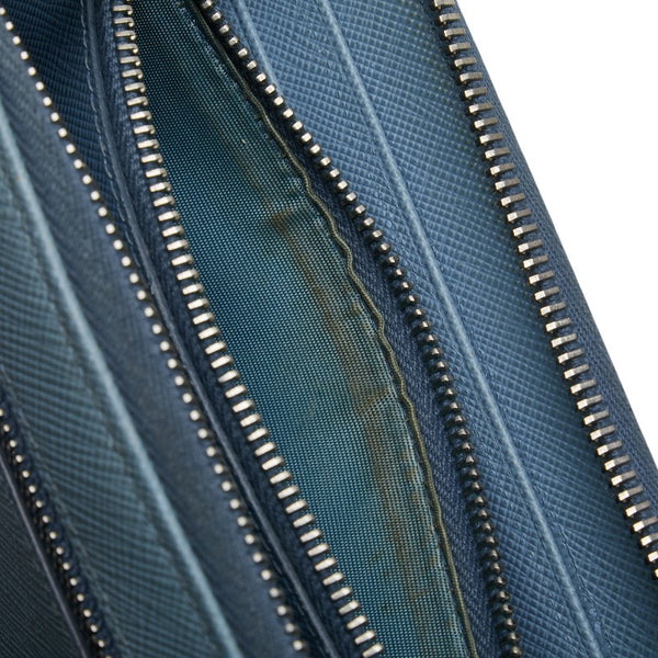 プラダ フィオッコ リボンモチーフ L字ファスナー 長財布 1ML183 ライトブルー サフィアーノレザー レディース PRADA 【中古】