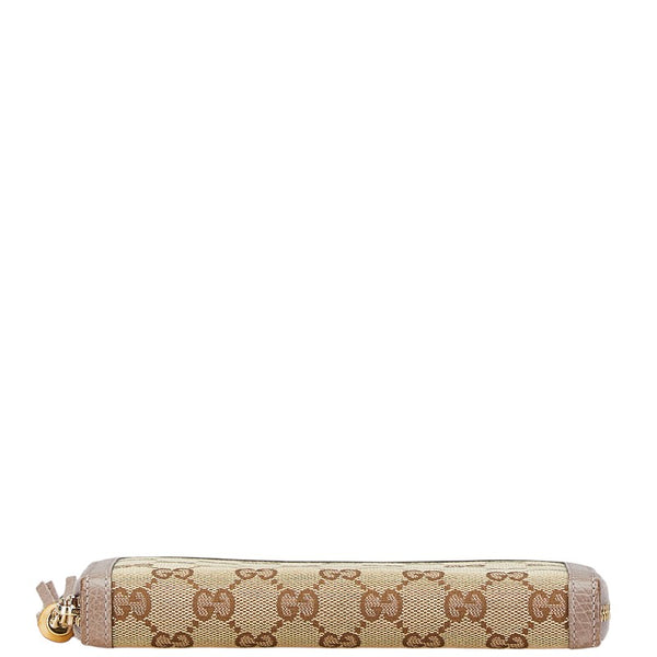 グッチ GGキャンバス 長財布 ラウンドファスナー 224253 ベージュ パープル キャンバス レザー レディース GUCCI 【中古】