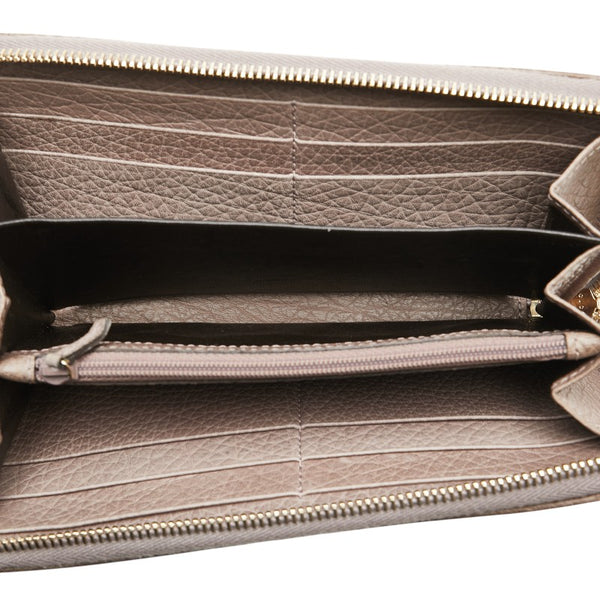 グッチ GGキャンバス 長財布 ラウンドファスナー 224253 ベージュ パープル キャンバス レザー レディース GUCCI 【中古】