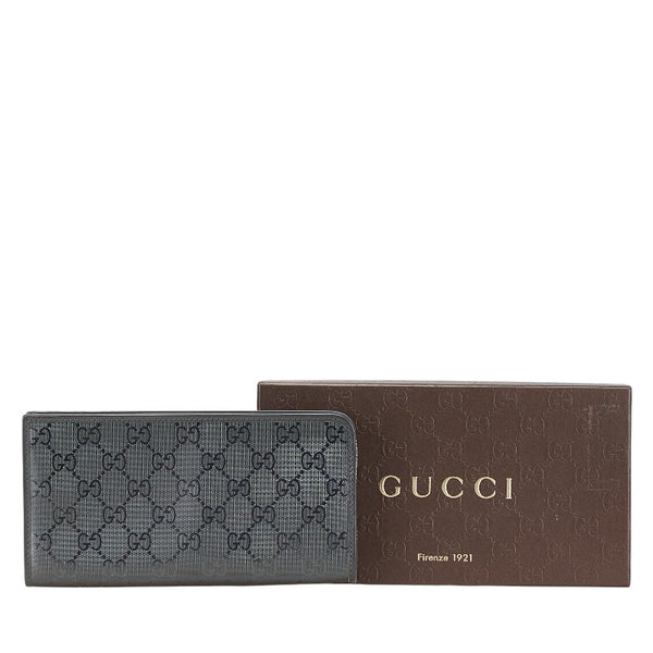 グッチ GGインプリメ 長財布 L字ファスナー 245978 グレー PVC レザー レディース GUCCI 【中古】