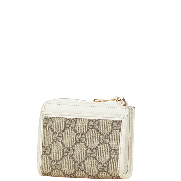 グッチ GGスプリーム ホースビット L字ファスナー カードケース コインケース 644459 ベージュ ホワイト PVC レザー レディース GUCCI 【中古】