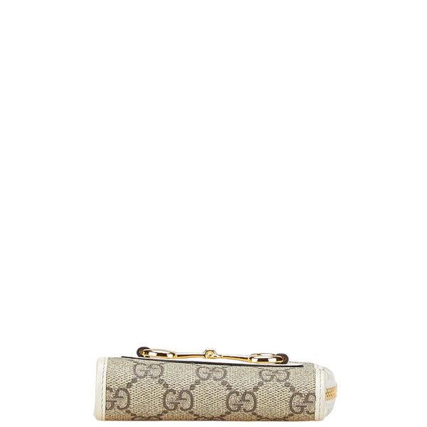 グッチ GGスプリーム ホースビット L字ファスナー カードケース コインケース 644459 ベージュ ホワイト PVC レザー レディース GUCCI 【中古】