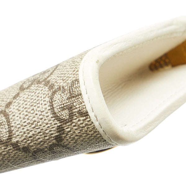 グッチ GGスプリーム ホースビット L字ファスナー カードケース コインケース 644459 ベージュ ホワイト PVC レザー レディース GUCCI 【中古】