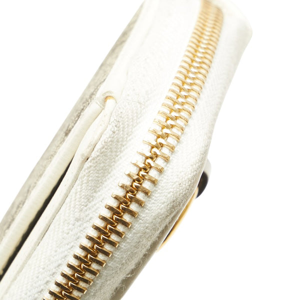 グッチ GGスプリーム ホースビット L字ファスナー カードケース コインケース 644459 ベージュ ホワイト PVC レザー レディース GUCCI 【中古】