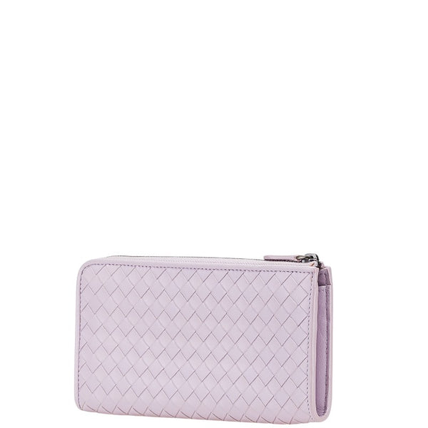 ボッテガヴェネタ イントレチャート 長財布 L字ファスナー パープル レザー レディース BOTTEGAVENETA 【中古】