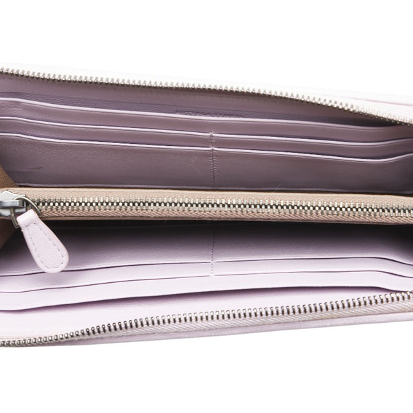 ボッテガヴェネタ イントレチャート 長財布 L字ファスナー パープル レザー レディース BOTTEGAVENETA 【中古】