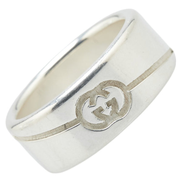 グッチ インターロッキングG ダイアゴナル リング 指輪 スターリングシルバー メンズ GUCCI 【中古】