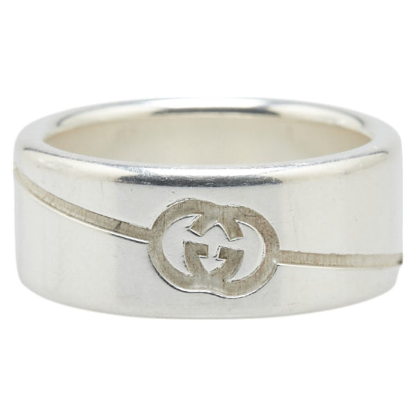 グッチ インターロッキングG ダイアゴナル リング 指輪 スターリングシルバー メンズ GUCCI 【中古】