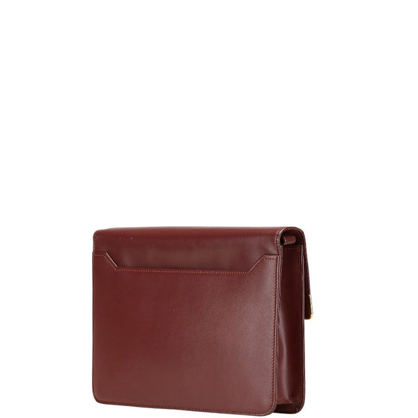 カルティエ マスト ドゥ カルティエ クラッチバッグ ワインレッド レザー レディース CARTIER 【中古】