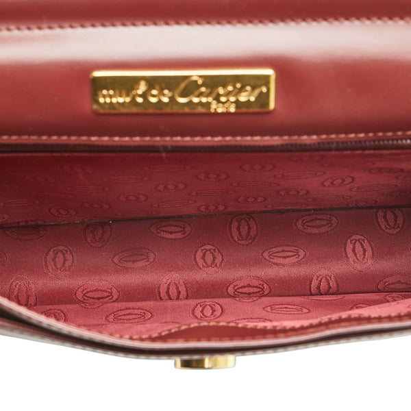 カルティエ マスト ドゥ カルティエ クラッチバッグ ワインレッド レザー レディース CARTIER 【中古】