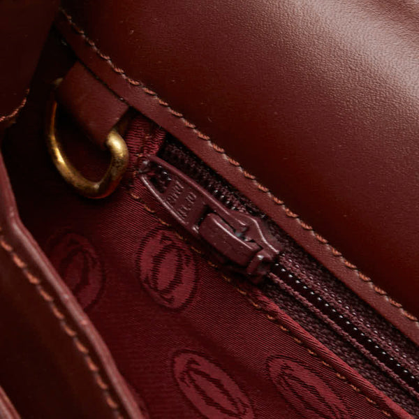 カルティエ マスト ドゥ カルティエ クラッチバッグ ワインレッド レザー レディース CARTIER 【中古】