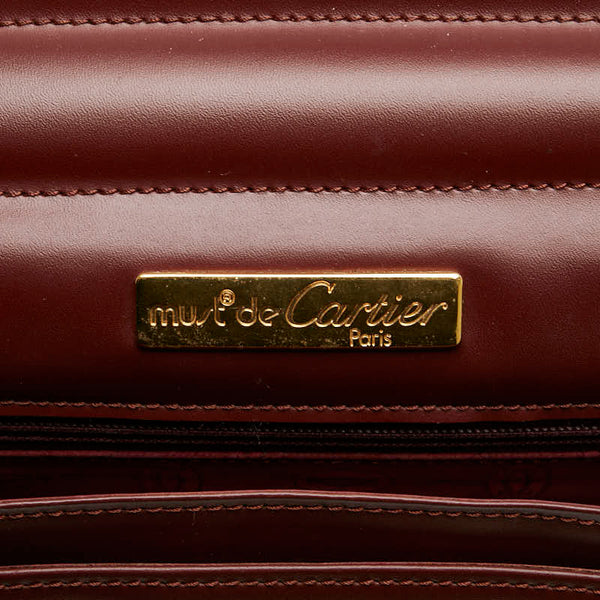 カルティエ マスト ドゥ カルティエ クラッチバッグ ワインレッド レザー レディース CARTIER 【中古】