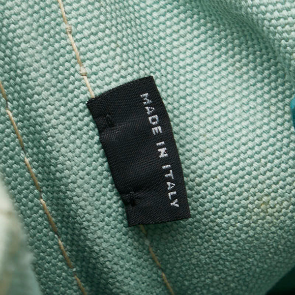 プラダ カナパ ハンドバッグ トートバッグ ミントグリーン キャンバス レディース PRADA 【中古】