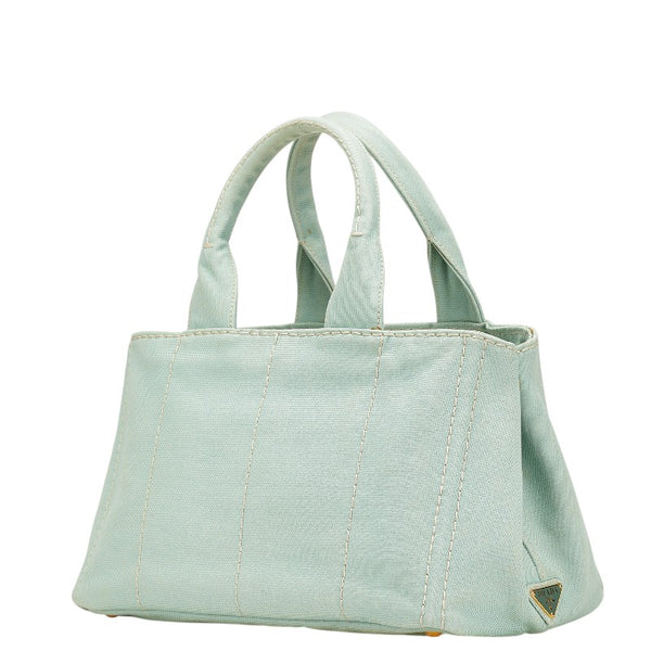 プラダ カナパ ハンドバッグ トートバッグ ミントグリーン キャンバス レディース PRADA 【中古】
