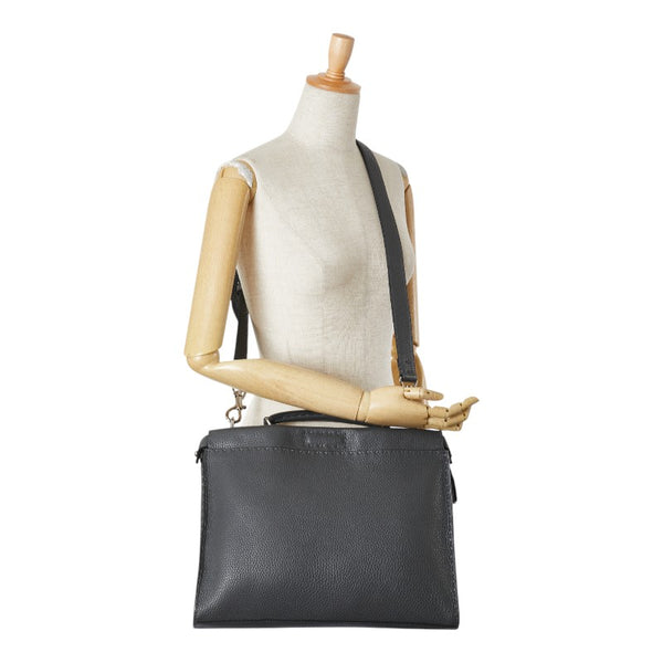 フェンディ セレリア ピーカブー ビジネスバッグ ショルダーバッグ 2WAY 7VA406 グレー レザー メンズ FENDI 【中古】