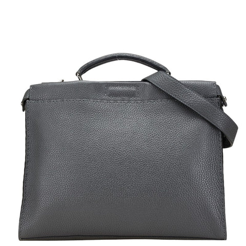 フェンディ セレリア ピーカブー ビジネスバッグ ショルダーバッグ 2WAY 7VA406 グレー レザー メンズ FENDI 【中古】