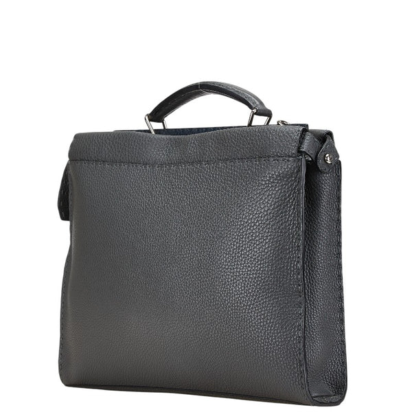 フェンディ セレリア ピーカブー ビジネスバッグ ショルダーバッグ 2WAY 7VA406 グレー レザー メンズ FENDI 【中古】