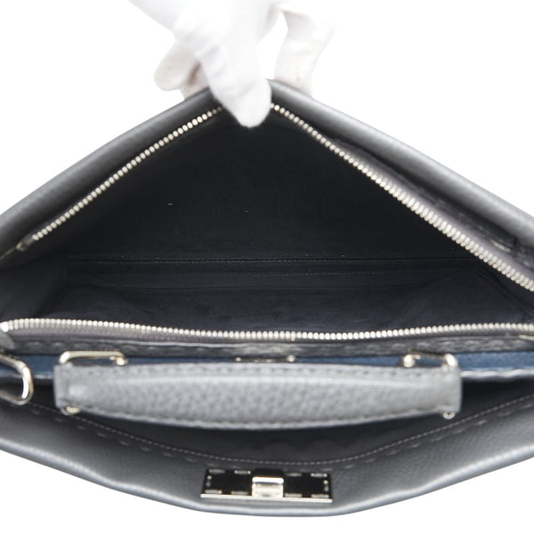 フェンディ セレリア ピーカブー ビジネスバッグ ショルダーバッグ 2WAY 7VA406 グレー レザー メンズ FENDI 【中古】