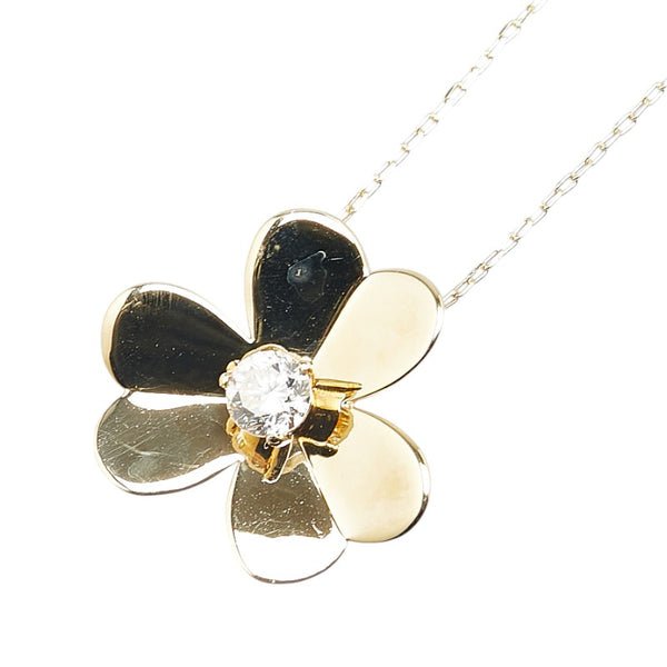 K18YG イエローゴールド ダイヤ0.298ct フラワー 花 モチーフ ペンダントネックレス レディース 【中古】