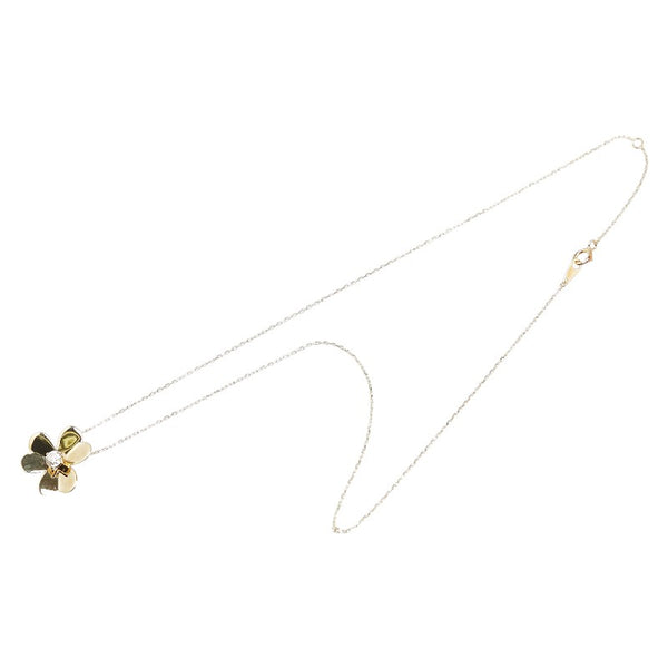 K18YG イエローゴールド ダイヤ0.298ct フラワー 花 モチーフ ペンダントネックレス レディース 【中古】